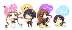  4girls :3 ahoge aqua_eyes bangs black_hair blazer blonde_hair blue_eyes blue_hair brown_eyes brown_hair cat chibi chuunibyou_demo_koi_ga_shitai! copyright_name dekomori_sanae hair_ornament hairclip long_hair multiple_girls nibutani_shinka plaid plaid_skirt short_hair side_ponytail skirt sleeping takanashi_rikka tsuyuri_kumin twintails very_long_hair yuncha 