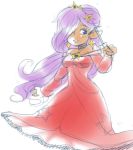  1girl backlighting blue_eyes cosplay dark_skin drawfag earrings hair_over_one_eye jewelry long_hair off-shoulder_dress purple_hair rosetta_(mario) rosetta_(mario)_(cosplay) shantae shantae_(character) solo star star_earrings super_smash_bros. wand white_background 