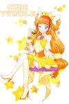  amanogawa_kirara cure_twinkle dress gloves go!_princess_precure long_hair magical_girl orange_hair precure purple_eyes ribbon twintails wink 