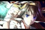  1girl backhand blue_eyes brown_hair chaigidhiell close-up hairband kantai_collection kongou_(kantai_collection) letterboxed motion_blur solo 