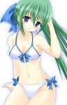  bikini blue_eyes green_hair long_hair ponytail shirong sitting swimsuit yuuran 