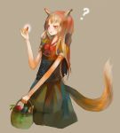  animal_ears apple basket bread brown_hair dress food fruit hat holo jasmine_(jasco) long_hair marubo_(pixiv) red_eyes ribbon spice_and_wolf tail wolf_ears 