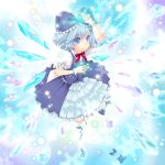  blue_eyes blue_hair bow cirno hair_bow ice large_bow nanarinca short_hair thigh-highs thighhighs touhou wings wrist_cuffs 