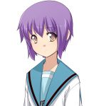  face nagato_yuki nakamura_kusata purple_hair school_uniform short_hair suzumiya_haruhi_no_yuuutsu transparent_background 