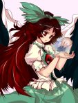  bow brown_hair eyes long_hair red_eyes reiuji_utsuho touhou wahara_romasa warc wings 