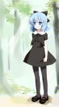  blue_eyes blue_hair bow cirno mary_janes pantyhose shoes short_hair touhou wings 