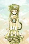  basket braid cat_ears cat_tail closed_eyes flower madotsuki miniskirt skirt sweater tail twin_braids yume_nikki 