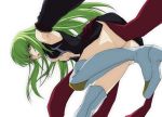  bad_id boots breasts c.c. cc cleavage code_geass green_hair highres inaho long_hair solo thigh-highs thigh_boots thighhighs yellow_eyes 