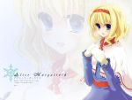  blonde_hair blue_eyes character_name dot_r hairband mittens short_hair solo touhou zoom_layer 