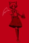  bad_id bow fire fujiwara_no_mokou gloves kadotarou m.u.g.e.n red short_hair skirt suspenders touhou 
