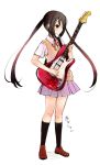  instrument k-on! kneehighs legs mustang(guitar) nakano_azusa school_uniform skirt socks solo sugano_manami twintails vaayunto_yuuki vest 