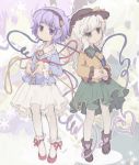  hairband hat heart highres komeiji_koishi komeiji_satori oto purple_eyes purple_hair short_hair siblings silver_hair sisters touhou violet_eyes 