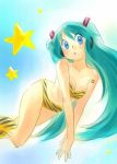  bikini blue_eyes green_hair hatsune_miku lum parody star swimsuit urusei_yatsura vocaloid 
