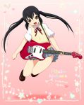  black_hair brown_eyes guitar instrument jumping k-on! katatsuka_kouji long_hair mustang(guitar) nakano_azusa school_uniform solo twintails 