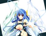  blue_hair bow breasts choker cleavage cleavage_cutout dizzy guilty_gear hair_bow long_hair midriff nt50 red_eyes ribbon tail wings 