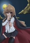  bad_id brown_eyes brown_hair cape cosplay el_(artist) el_(canon_jihad) kugimiya_rie long_hair louise_francoise_le_blanc_de_la_valliere louise_francoise_le_blanc_de_la_valliere_(cosplay) moon night seiyuu_connection seiyuu_joke thigh-highs thighhighs toradora! wand zero_no_tsukaima 