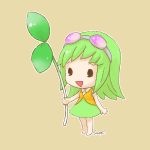  :d dress goggles goggles_on_head green_hair gumi leaf leaves open_mouth plant sangatsu_youka short_hair simple_background smile solo vocaloid 