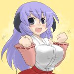  hanyuu higurashi_no_naku_koro_ni horns japanese_clothes large_breasts oro_(zetsubou_girl) purple_hair 