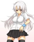  long_hair original silver_hair skirt thighhighs toya_(yuyasilust) white_shirt 