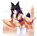  fox_ears fox_tail japanese_clothes kimono sakai_sakae short_kimono tail thigh-highs thighhighs 