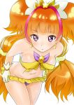  1girl adapted_costume amanogawa_kirara bare_shoulders bikini breasts cure_twinkle earrings go!_princess_precure jewelry long_hair looking_at_viewer multicolored_hair orange_hair pout precure redhead simple_background solo star star_earrings swimsuit takeya_y0615 twintails two-tone_hair violet_eyes white_background 