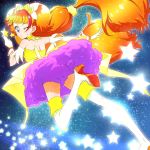  1girl amanogawa_kirara bare_shoulders boots choker cure_twinkle earrings gloves go!_princess_precure jewelry long_hair looking_at_viewer magical_girl multicolored_hair one_eye_closed precure shin_(irowanioedo) smile solo star star_earrings streaked_hair thigh-highs thigh_boots twintails two-tone_hair very_long_hair violet_eyes 