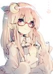  adjusting_glasses book crescent crescent_hair_ornament glasses hair_ornament holding holding_book long_hair no_hat patchouli_knowledge purple_hair simple_background sketch teco_uk touhou violet_eyes white_background 