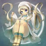  bare_legs blonde_hair blue_eyes blueberry_(5959) fantasy fantasy_life hood long_hair long_sleeves sandals sleeves_past_wrists smile yuelia_(fantasy_life) 