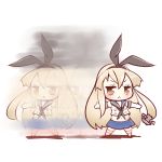  1girl :&lt; afterimage animated animated_gif blonde_hair chibi comic elbow_gloves gloves kantai_collection long_hair motion_blur oyatsu_(jzs_137) shimakaze_(kantai_collection) solo striped striped_legwear thigh-highs 