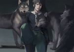  1boy black_hair kougami_shin&#039;ya naked_cat psycho-pass wolf 