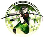  1boy flower green_eyes hair_flaps hat hotarumaru kodama_(wa-ka-me) military military_uniform nodachi sheath sheathed short_hair shorts silver_hair sock_garters sode solo touken_ranbu uniform 