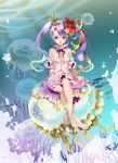  1girl absurdres chushengdao crown highres jellyfish long_hair looking_at_viewer original purple_hair solo twintails underwater violet_eyes 