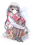  adagaki_aki black_hair blush long_hair masamune-kun_no_revenge pantyhose scarf skirt snow tiv violet_eyes 