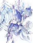  2girls 79inko ^_^ ^o^ blue_hair bow cirno closed_eyes crystal drawr dress hair_bow hat holding_hands ice ice_wings letty_whiterock multiple_girls open_mouth puffy_short_sleeves puffy_sleeves purple_hair shoes short_hair short_sleeves smile snowflakes socks touhou wings 