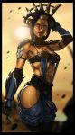 1girl abs armor bangs black_hair blade border bra breasts elbow_gloves fan fingerless_gloves folding_fan ganassa gloves hair_ornament hair_rings hair_stick highres kitana lips midriff midway_(company) mortal_kombat mortal_kombat_4 mortal_kombat_armageddon mortal_kombat_deadly_alliance mortal_kombat_deception mortal_kombat_ii mortal_kombat_trilogy mortal_kombat_x ninja parted_bangs revealing_clothes shiny shiny_skin shoulder_pads sideboob solo ultimate_mortal_kombat_3 vambraces war_fan weapon