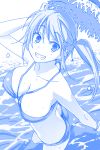  bikini hat himura_kiseki monochrome original straw_hat swimsuit twintails 