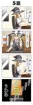  2girls 4koma alice_margatroid black_dress blonde_hair bow cellphone chair comic dress empty_eyes hat hat_bow highres kirisame_marisa multiple_girls phone rappa_(rappaya) revision sitting touhou translated when_you_see_it witch_hat yandere 