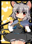  1girl animal_ears blush capelet grey_hair highres motsu_(selshia12) mouse_ears mouse_tail nazrin pendulum red_eyes rod solo tail touhou 
