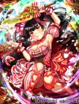  1girl :t black_hair blush breasts character_request company_name dragon_tactics food food_on_face heart ichinose777 large_breasts long_hair official_art solo twintails 
