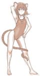 1girl animal_ears arm_behind_head arm_up contrapposto gem grey_eyes grey_hair highres jewelry kuro_suto_sukii looking_at_viewer monochrome mouse_ears mouse_tail nazrin necklace pendant pose restricted_palette sketch solo swimsuit tail tail_wrap touhou