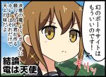  1girl bell_(oppore_coppore) blush brown_eyes brown_hair closed_mouth folded_ponytail hair_between_eyes inazuma_(kantai_collection) kantai_collection long_hair neckerchief school_uniform serafuku sparkle translation_request 