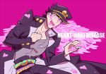  1boy drooling hat heart heart_eyes jojo_no_kimyou_na_bouken kuujou_joutarou mikannu saliva solo tears 