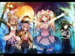  4girls black_hair blonde_hair blue_eyes breasts cleavage dennryuurai highres long_hair multiple_girls pantyhose pink_hair psychic_hearts red_eyes short_hair thigh-highs violet_eyes 