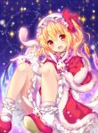  alternate_costume blonde_hair christmas fang flandre_scarlet rabbit rabbit red_eyes smile snow sparkles touhou wings 