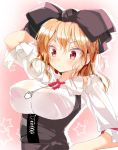  alternate_costume bow breasts brown_hair cafe-chan_to_break_time cursor hair_bow large_breasts long_hair original personification porurin_(do-desho) red_eyes solo tea_(cafe-chan_to_break_time) 