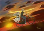  1boy 1girl absurdres bicycle highres kasugano_haruka kasugano_sora sunset yosuga_no_sora 