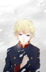  1boy absurdres aldnoah.zero aqua_eyes blonde_hair double-breasted highres male_focus military military_uniform short_hair slaine_troyard solo tears uniform 