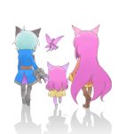  1boy 2girls animal_ears blue_hair fairy holding_hands if_they_mated league_of_legends long_hair lulu_(league_of_legends) multiple_girls parent_and_child pix purple_hair purple_skin sleeves_past_wrists veigar very_long_hair wings yan531 yordle 