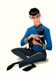  alien animal_ears black_cat black_hair cat cat_ears leonard_nimoy pointy_ears science_fiction sitting solo spock star_trek tagme uniform vulcan 