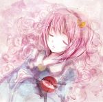  1girl closed_eyes flower flower_bed hairband heart himemurasaki komeiji_satori pink_hair rose short_hair solo third_eye touhou 